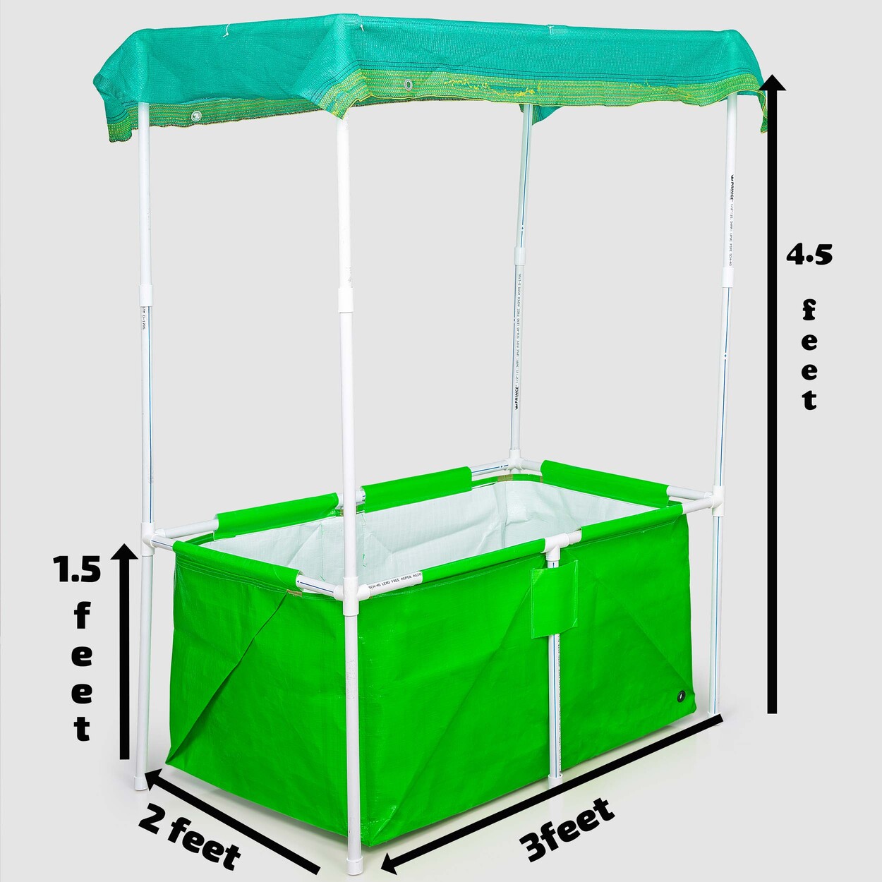 rectangle grow bag with supporting pvc pipes