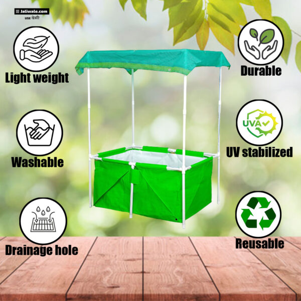 rectangle grow bag with supporting pvc pipes